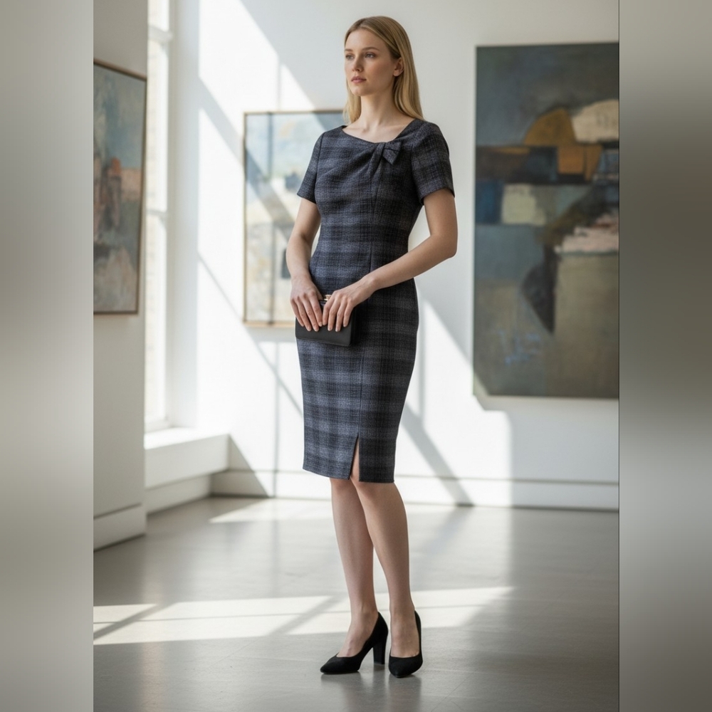 Evan Picone Black Plaid Mini Dress